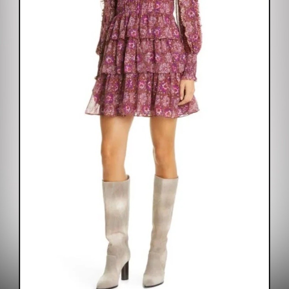 Ulla Johnson Brisa Mini Dress in Claret Patchwork Size 6 - Picture 4 of 15